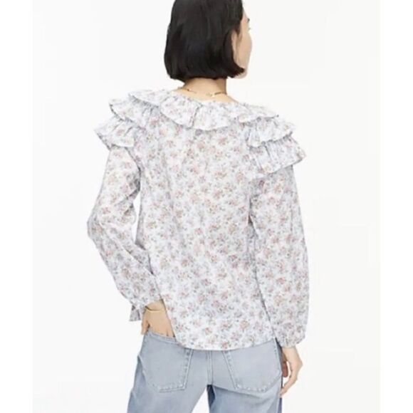 J. Crew Liberty Of London Ruffle Winding Roses Blouse Size S - Picture 4 of 10
